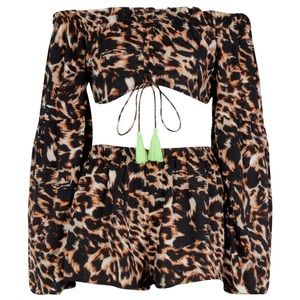 Leopard Bardot beach co-Ord